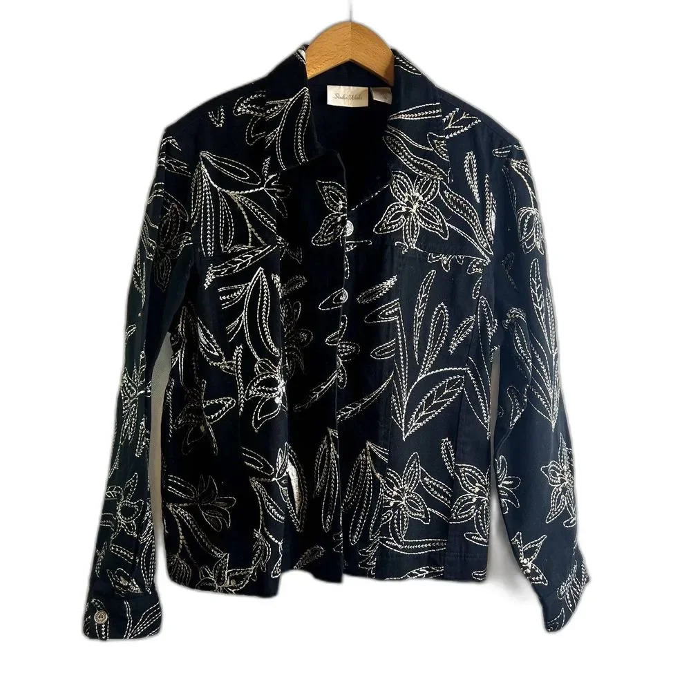 Studio Works Embroidered Floral Blazer Jacket Size Large‎